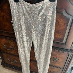 Tipsy Elves Shimmering Silver Sequined Leggings